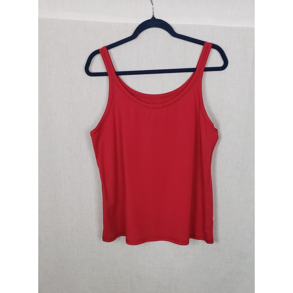Eileen Fisher Red Organic Cotton Spandex Tank Top XL USA Sustainable Eco Basics